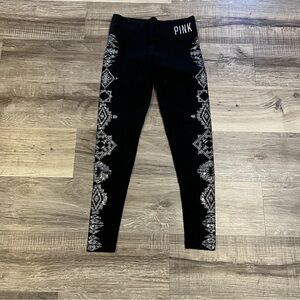 Victoria's Secret Pink Black Leggings with rhinestones